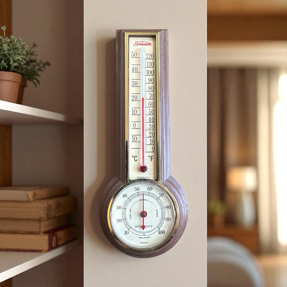 Vintage Sunbeam Barometer Thermometer 8.5"  MCM Springfield Instrument Co.